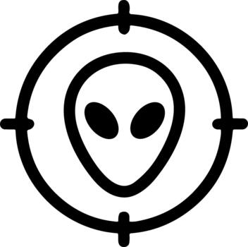 Simple Outlined Target with Alien Head Inside for Hunting Purpose Icon vector