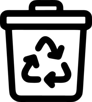 Simple Line Art Recycle Bin Symbol Trash Container Icon Element vector