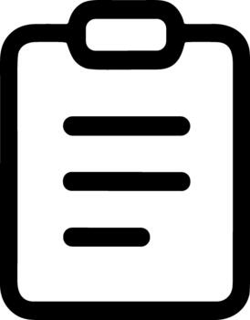 minimalista contorno portapapeles con papel sábana lista documento icono diseño vector