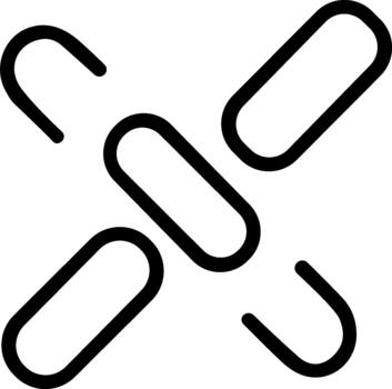 minimalista contorno cruzado enlace conexión forma símbolo icono vector