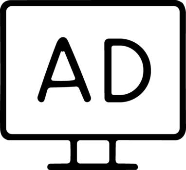 Outline Simple Computer AD Display Screen Advertising Line Icon vector