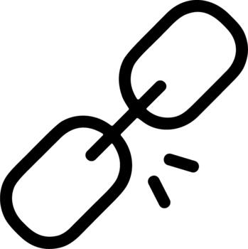 Simple Outline Broken Chain Link Connection Strength Symbol Icon Element vector