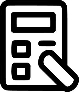 Outline Simple Calculator with Finger Pressing Button Financial Icon vector