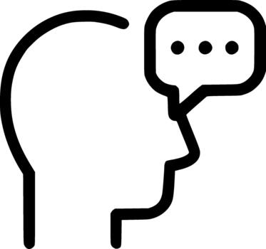 Simple Outline Head With Speech Bubble Communication Think Icon Symbol vector