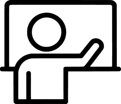 Outline Simple Instructor with Blackboard Minimalist Line Art Icon vector