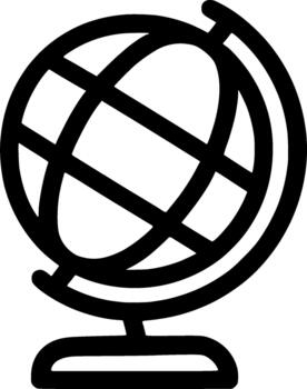 Simple Outline Globe World Icon on Stand Geolocation Tool Symbol vector