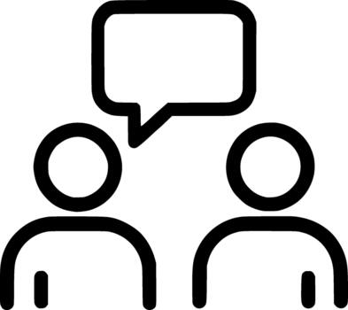 Outline Simple Two People with Speech Bubble Communication Icon vector