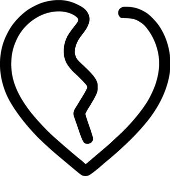 Simple Outline Heartbreak Icon Shape Broken Heart Symbol Element vector