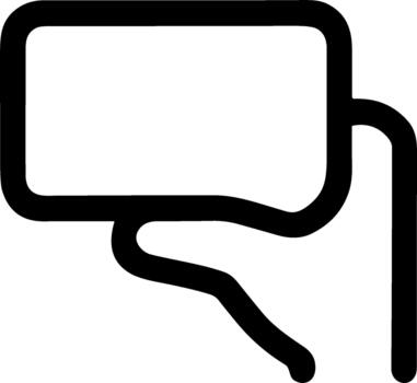 Simple Line Drawing Hand Holding Tablet Device Outline Icon Element vector