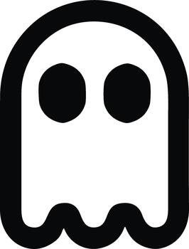 Simple Outline Spooky Ghost Character Design Element Silhouette Icon vector