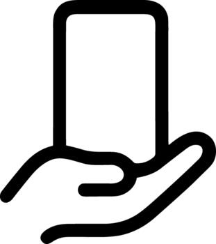Line Handheld Mobile Phone in Hand Communication Technology Icon vector