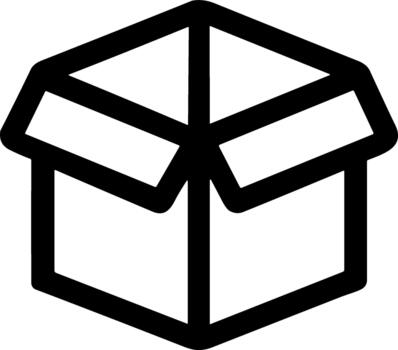 minimalista contorno abierto caja embalaje envase entrega articulo ilustración vector