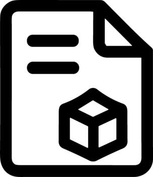 sencillo contorno cubo en documento archivo icono aislado diseño elemento vector