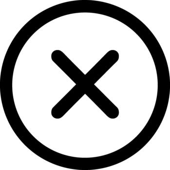 Simple Outline Rounded Circle Cross Mark Wrong Sign Symbol Icon vector