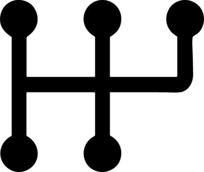 Simple Line Art Manual Transmission Shift Pattern Car Automobile Icon vector