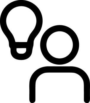 Simple Line Icon of a Person with Lightbulb Representing Idea Generation vector