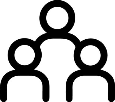 Simple Black Outline Teamwork Group with Leader Connection Icon vector
