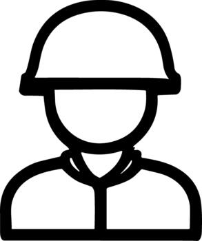 Minimalist Outline Soldier Profile Avatar with Helmet User Interface Icon vector