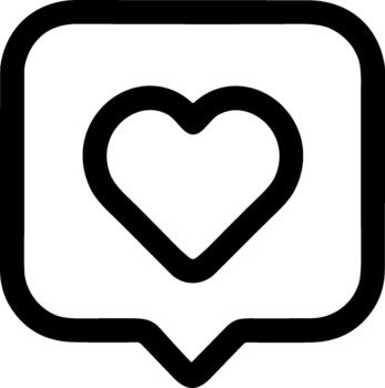 Simple Line Art Heart in Rounded Square Shape Icon Design vector