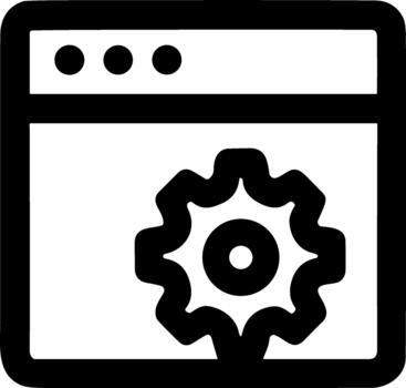 Outline Minimalist Web Page Setting Cogwheel Shape Icon for Application and Website vector