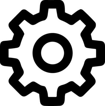 minimalista contorno engranaje configuración ajuste proceso y Ingenieria icono vector