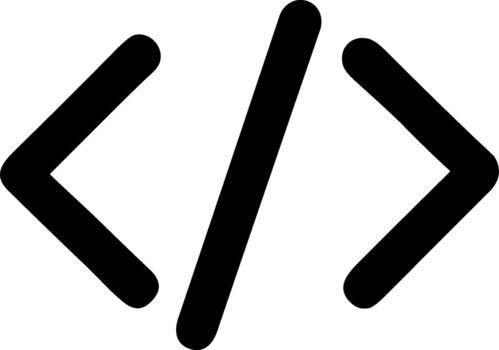 Simple Outline Code Symbol with Bracket Icon and Web Element vector