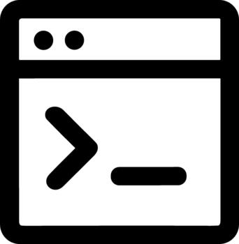 negro y blanco contorno sencillo codificación terminal ventana software icono vector