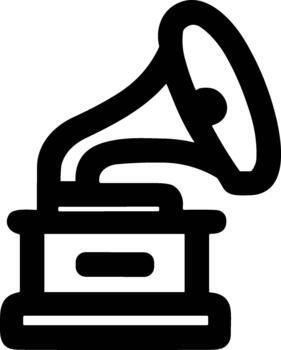 Outline Bold Gramophone Music Player Device Icon Simple Line Art vector