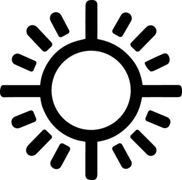 Simple Line Sun Icon with Rays and Circle Shape Element Design vector