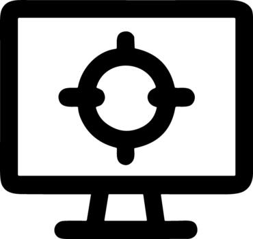 sencillo contorno computadora monitor con objetivo símbolo tecnología icono vector