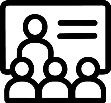 sencillo contorno instructor enseñando estudiante en clase formación icono vector