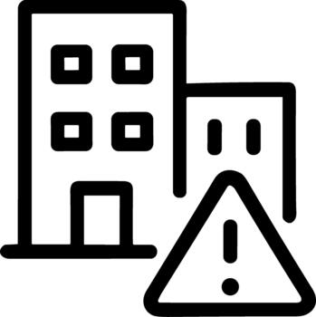 Outline Simple Building Hazard Warning Sign Symbol Icon for Development vector