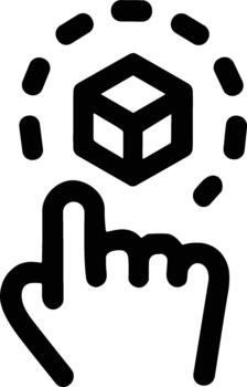 Outline Simple Click on Cube Object with Dotted Line Icon vector