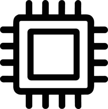 Simple Line Style Processor Chip Microchip Semiconductor Component Icon vector