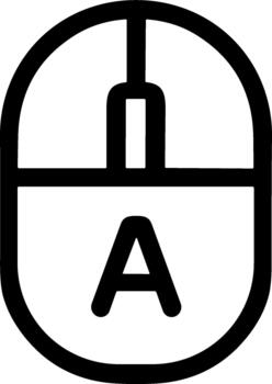 Simple Outline Mouse with the Letter A Inside Interface Icon vector
