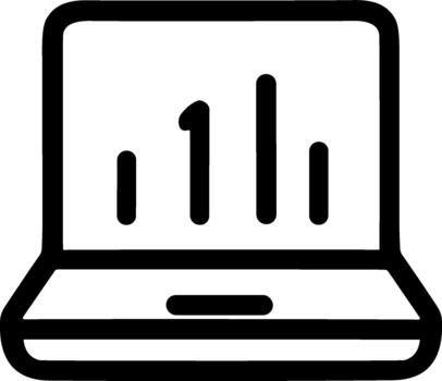 Simple Outline Laptop Diagram Statistics Bar Chart Data Icon Illustration vector