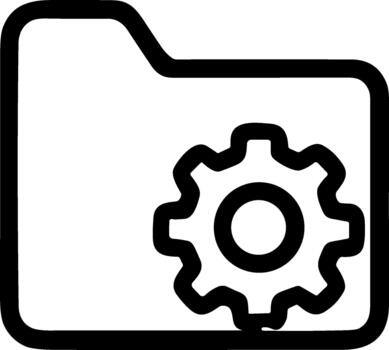 contorno sencillo carpeta engranaje ajustes símbolo para configuración administración icono vector