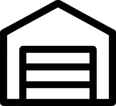 Minimalist Line Style Garage Building Storage Simple Icon Symbol vector
