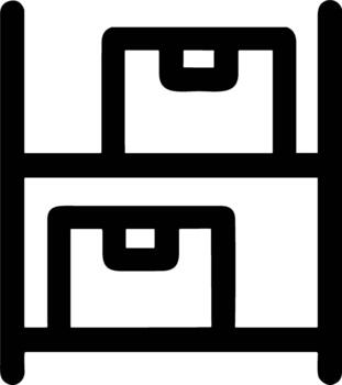 línea estilo sencillo estante con cajas icono símbolo valores elemento vector