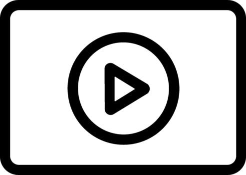 Minimalist Outline Display with Play Button Media Player Interface Icon vector