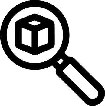 Simple Line Style Box Under Magnifying Glass Search Icon Element vector
