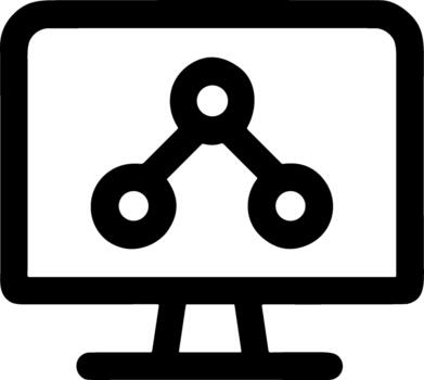 sencillo contorno monitor con red árbol conexión icono elemento vector