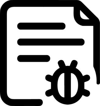 Outline Style Detailed Bug on Document File Format Icon vector