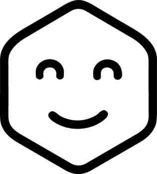 Simple Outline Smiley Face in Hexagon Shape Icon for Chat Application vector