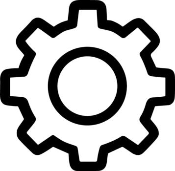 sencillo contorno estilo engranaje rueda diente configuración ajuste icono símbolo vector