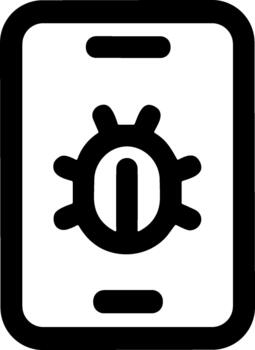 Simple Outline Bug on Smartphone Device Security Application Icon vector