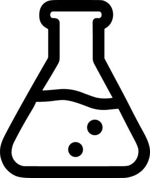 Minimalist Outline Flask with Liquid and Bubbles Science Lab Icon vector