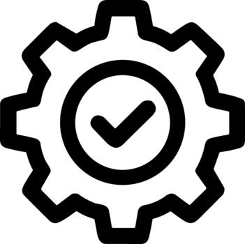 contorno carrera engranaje con marca de verificación firmar ajuste configuración forma icono vector