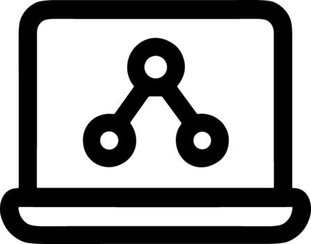 contorno sencillo computadora red conexión datos en ordenador portátil icono vector