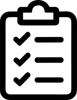 sencillo contorno portapapeles con Lista de Verificación a hacer lista documento icono vector